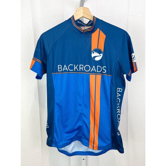 LOUIS GARNEAU Womens Size M Backroads Cycling Jersey Short Sleeve Blue Orange - Picture 1 of 5